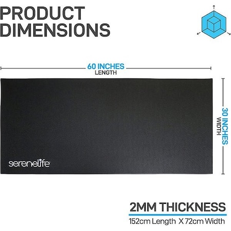 Serenelife PVC Bike Mat - Durable with Non-Slip Texture, Portable & Easy to Store SLBIKEMT